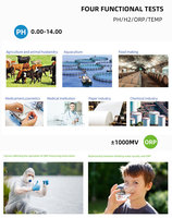 Analyseur de qualité de l'eau avec écran LCD haute précision 4-en-1 PH/ORP/H2/Température, testeur d'hydrogène pour piscine et eau potable