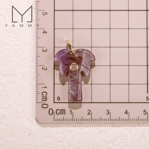 YLY002 Bijoux faits main, pendentifs en pierre de cristal naturel sculpté, mignons en forme de cocotier, breloques en aventurine en forme de palmier pour la création de bijoux DIY - Product Image 6