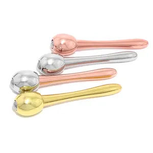 Private Label Metal Zinc Alloy Beauty Mini Spoon Eye Roller Massager Rotating Ball Cosmetic Spatula