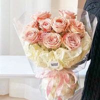 38G Kertas Pembungkus Bunga Minimalis Berlapis PE Pir Salju Mawar Romantis Buket Perlengkapan DIY Florist Handmade Hadiah 50x70cm
