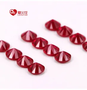 Loose Synthetic Gemstone Wholesale 5# Red Ruby All Sizes Loose Round Brilliant Cut #5 Red Artificial Corundum Synthetic Ruby Stone