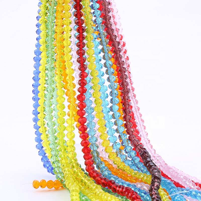 Groothandel Shiny Alle Kleuren 4Mm, 6Mm, 8Mm, 10Mm Kristallen Glazen Kralen, platte Rondelle Crystal Bead Voor Sieraden Maken Ketting