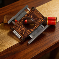 Coupe-cigares automatique à double lame, couteau à cigares avec impression UV, cadeau pour cigares, anneau de 58 mm agrandi, convient à la plupart des cigares