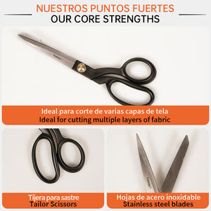 Tijeras de Costura de Precisión FUMETAX con Múltiples Capas de Tela, Hojas de Acero Inoxidable de 8 <span class=keywords><strong>y</strong></span> 10 Pulgadas, Mangos Ergonómicos Resistentes, Dedales Intercambiables - Product Image 5