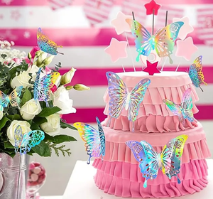 ملصقات فراشة ملونة ثلاثية الأبعاد 12 قطعة ملصقات فنية لتزيين الجدران والحفلات المنزلية ملصقات جدارية خلفية - Product Image 4