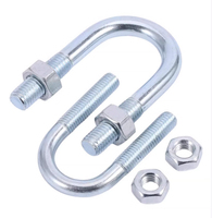 Boulon en U en acier au carbone galvanisé M6-M12 avec 2 écrous, pince pour tuyau, boucle