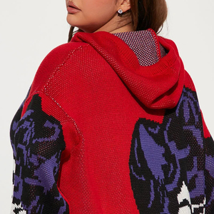 Maglione con cappuccio lavorato a maglia in Jersey personalizzato Mini abito a maniche lunghe con coulisse per lo stile Casual autunno inverno - Product Image 4