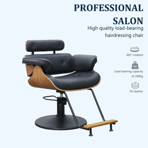 Fauteuil de Barbier Ergonomique Moderne en Cuir PU, Style Salon Mid-Century, Mobilier Professionnel de Coiffure, Rotation à 360 Degrés - Product Image 1