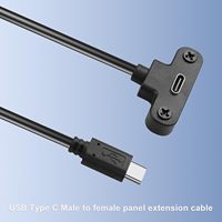 Cable adaptador USB 2.0 tipo C para montaje en panel, ángulo de 90 grados, cable de extensión USB C macho a hembra con tornillo de montaje en panel