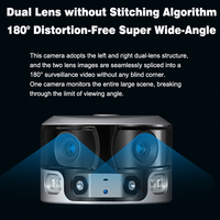 Caméra WiFi 4K avec double objectif ultra grand angle, caméra solaire 4G 4K HD, panoramique à 180 degrés, caméra IP de sécurité à double objectif