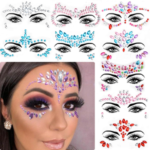 وشم وجه ثلاثي الأبعاد جذاب وشم مؤقت ملصقات مرصعة بأحجار الراين وشم على شكل جوهرة للتأثيرات التنكرية للسيدات - Product Image 4