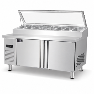 <span class=keywords><strong>Tavolo</strong></span> Refrigerato Commerciale per Preparazione Insalate e Sandwich, Banco Frigorifero <span class=keywords><strong>in</strong></span> Acciaio Inox per Pizza con Vetrina Protettiva - Product Image 1
