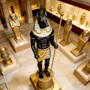 Statua di Anubis in Resina di Fibra di Vetro su Misura, Scultura Artigianale Realistica del Marchio Quncan, Elegante Decorazione Artistica Egizia - Product Image 1
