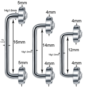 G23, титановая внутренняя нить, с кристаллами, для пирсинга, 14 г - Product Image 1