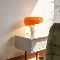 Lampe de table en forme de champignon, base en marbre, abat-jour en céramique vert brillant, lampe de bureau pour villa, hôtel, chambre à coucher, salle à manger, hall d'entrée, décoration