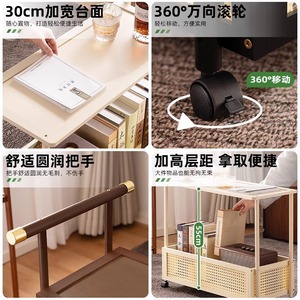 Vintage-style coffee <b>table</b> trolley, multi-functional side <b>table</b> for <b>small</b> apartments, portable storage. - Product Image 4