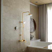 Ensemble de robinetterie de douche thermostatique doré moderne, système de pluie mural, avec cartouche en laiton massif