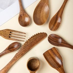 <span class=keywords><strong>ว</strong></span>ัสดุที่เป็นมิตรกับสิ่งแวดล้อม ไม้กระถินเทศ เกรดสำหรับอาหาร ช้อนและส้อมสำหรับเด็ก ชุดอาหาร ดีไซน์เรโทรหรูหราเบาๆ - Product Image 2