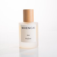 Flacon de parfum en verre transparent givré de haute qualité, élégant, 50 ml, personnalisable, avec vaporisateur et capuchon