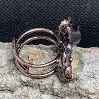 Pierre naturelle faite à la main améthyste réglable électroformé anneau Joint rétro guérison cristal bagues Antique bijoux de mode