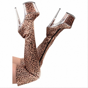 <span class=keywords><strong>Botas</strong></span> de Tacón Alto de 20 cm con Estampado de Leopardo, Zapatos Fetiche Sexys de 8 Pulgadas, Tacones de Bailarina Exótica para Club Nocturno, <span class=keywords><strong>Botas</strong></span> por Encima de la Rodilla de 8 Pulgadas para Modelos - Product Image 3