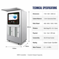Distributeur d'eau purifiée automatique intelligent 4G IoT 800G RO avec carte de recharge et paiement QR pour usage commercial extérieur
