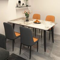 Luxuriöses Modernes Rechteckiges Esszimmer-Set mit Gesinterter Steinplatte Metallbeinen 4-Sitzer Umweltfreundlich für Esszimmermöbel