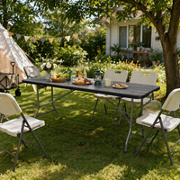 Table pliante portable pour traiteur de mariage, table rectangulaire en plastique pas chère pour traiteur, table de 180 cm