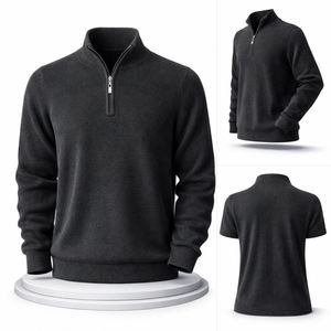 Fabricantes de Ropa, Suéter Personalizado para Hombre con Cierre de Cremallera, 100% Algodón Acrílico, Tejido Grueso y Cálido, OEM, Marca Privada - Product Image 3