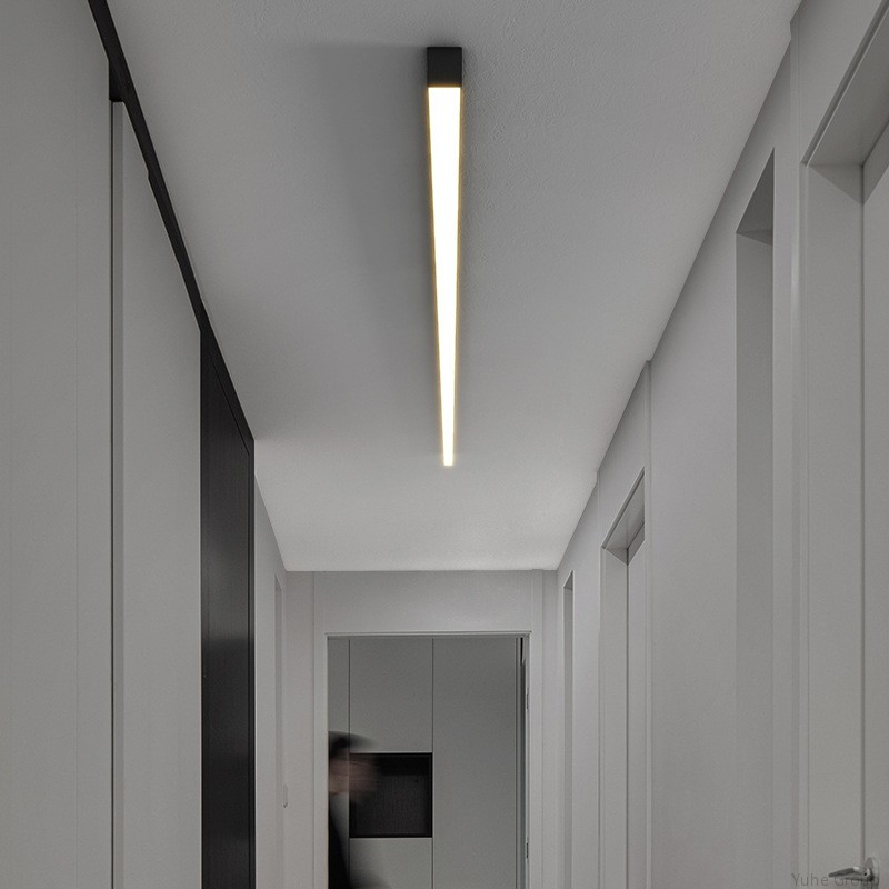 Modern Long Linear Aluminum LED Ceiling Lamp IP65 Rated Dimmable Black 360 Beam Angle High CRI 80 50000 Hours Lifespan