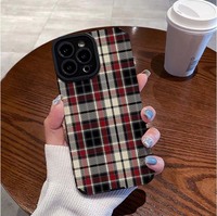 Coque de téléphone portable en cuir artificiel TPU à motif treillis de style classique pour iPhone X Xr Xs 11 12 13 14 15 16 17 18 Pro Max