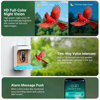 Mangeoire à oiseaux intelligente avec caméra, alimentation solaire, contrôle par application WiFi, station d'alimentation automatique pour oiseaux d'extérieur