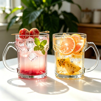 Grote loodvrije glazen pintbeker met sportdesign, draagbaar & herbruikbaar voor koude dranken, sap, thee, mojito, vaatwasserbestendig