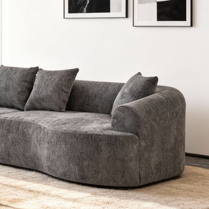 Sealed Vacuum Roll Arc Modular Curved <b>Sofa</b> Custom Sizes Premium Weave Fabric Lounge Couch Boneless <b>Foam</b> Compact Packaging - Product Image 2