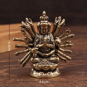 Estatua de Guanyin de Mil Manos, Figura de Buda Sentado en Latón Puro, Decoración para el Hogar, Adorno de Mesa, Escultura Artesanal - Product Image 4