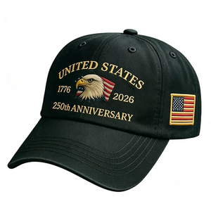Cappellini da Baseball in Twill di Cotone a 6 Pannelli per il 250° Anniversario, con Aquila Stemma degli Stati Uniti, Unisex Regolabili - Product Image 4