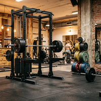 DDP Power Rack avec deux colonnes de poids de 120 kg, colonnes de câbles, rack à squats commercial, machine Smith de gym grand format pour usage domestique et professionnel