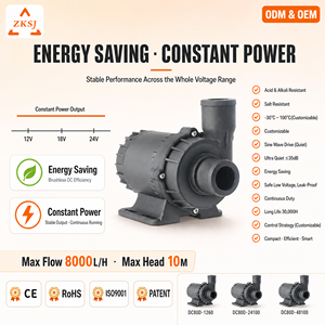 Pompe à aimant CC photovoltaïque personnalisée ZKSJ ODM 12V 6600L/H 6M de hauteur de refoulement IP68 avec boîtier étanche pour <span class=keywords><strong>fontaine</strong></span> de jardin - Product Image 1