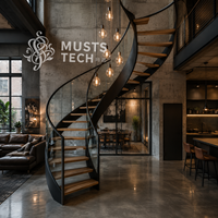 Escalier Courbé de Luxe Moderne et Artistique, Conception en Collaboration avec des Designers, Vente Directe Usine