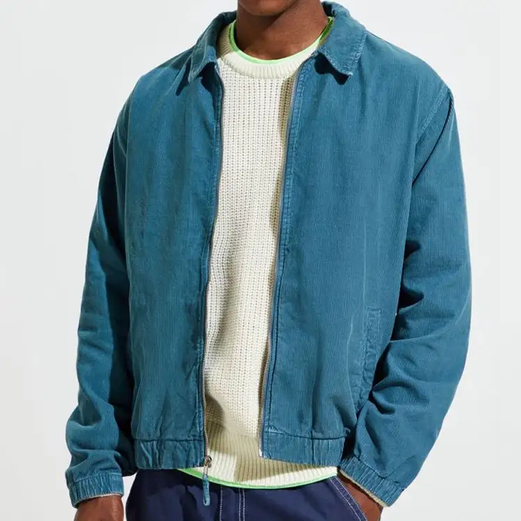 कस्टम आकस्मिक जैकेट ढीला ठोस रंग प्लस आकार Windbreaker के लिए कॉरडरॉय जैकेट पुरुषों