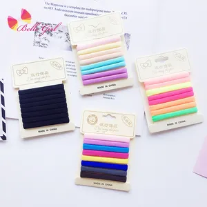 BELLEWORLD Wholesale factory cheap card packing seamless hair bands 8pcs solid color simple Japan hair elastic ties for students