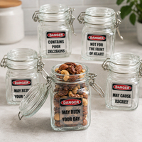 Wholesale Funny Novelty Airtight Glass Jar Set 5PCS 200ml Clamp Lid BPA Free Food Grade Kitchen Storage Containers Gift Bulk OEM
