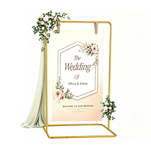 Supporto per Cartello di Benvenuto in Metallo per Matrimoni, Cerimonie, Feste di Compleanno, Esposizioni, Sfondi e Decorazioni per Photo Booth - Product Image 1