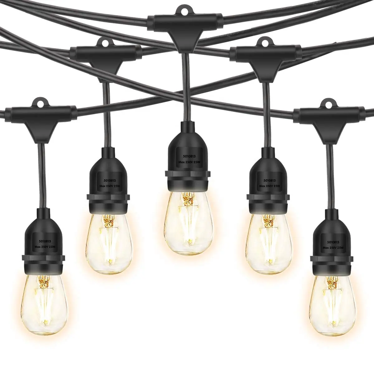 Waterproof 48ft E26 15 Lamps Vintage LED Edison Bulb Indoor Outdoor Garden Bistro Patio Party Festoon String Lights