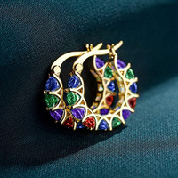 Shiny bunga kubik Zircon renda anting-anting Hoop CZ bentuk U Zirconia CZ anting-anting Hoop Huggie perhiasan untuk wanita GEH0001