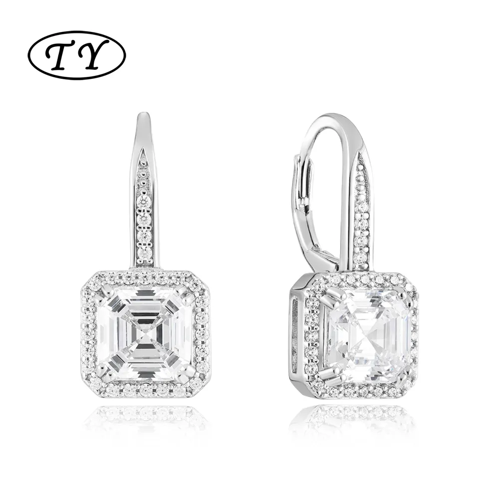 TY Jewelry Sterling Silver 925 premium crystal hoop Earrings charm diamond for women jewellery Engagement party earrings