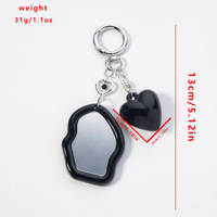 Miroir de poche compact avec porte-clés, joli pendentif cœur en résine, miroir cosmétique portable, pendentif étoile, décoration pour clés de voiture et sac à dos, cadeau pour femme