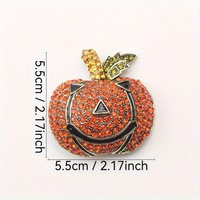 Broche vintage en forme de grande tête de citrouille avec strass pour Halloween, unisexe, tendance, pour les fêtes