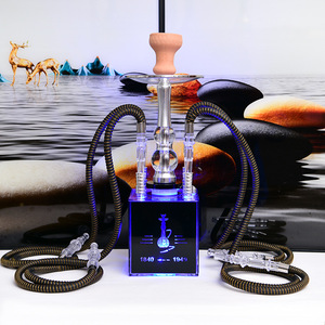Barra de cachimba árabe con luces, botella de cachimba cuadrada acrílica de cuatro tubos, Shisha ligera de colores - Product Image 2
