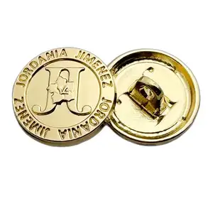 Hochwertige Herstellung individuelles vergoldetes Logo erhöhen Metall Nähen Schaft Knopf für Mantel